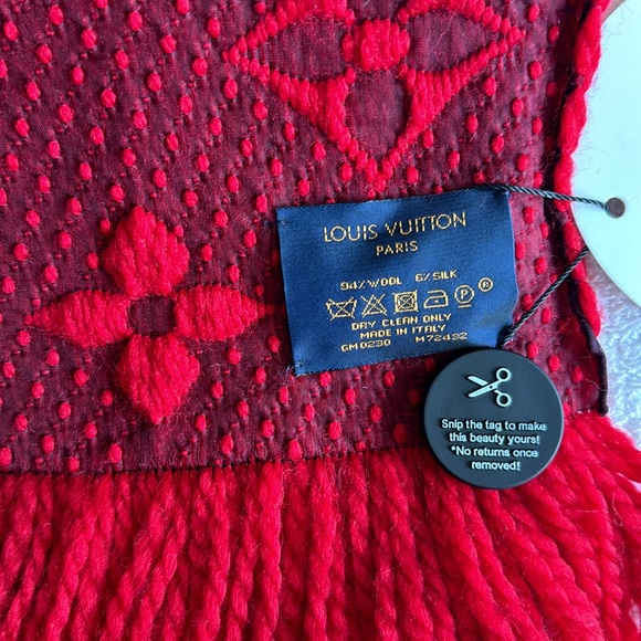 Louis Vuitton Wool Silk Logomania Scarf Rubis - Picture 10 of 16